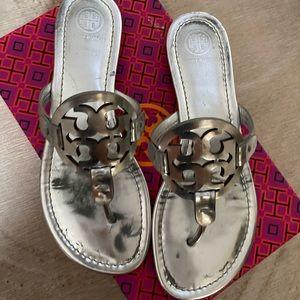 Metallic Tory Burch Flip Flops